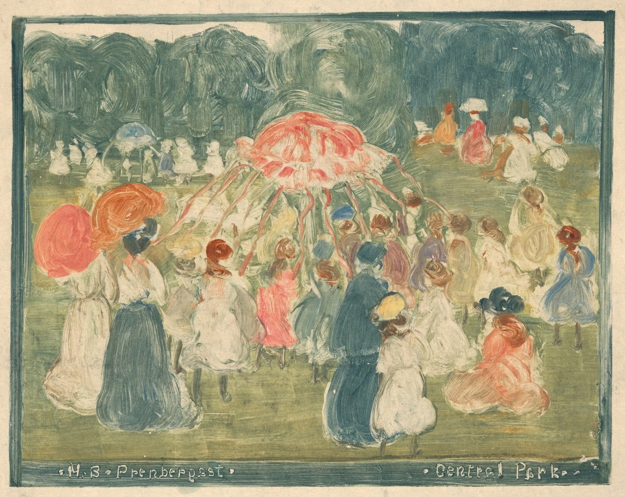 Central Park, ca. 1901. av Maurice Brazil Prendergast