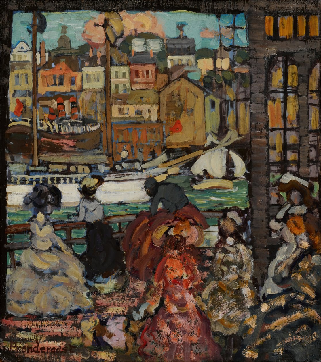 East Boston Ferry, ca 1907-10 (olja på panel) av Maurice Brazil Prendergast