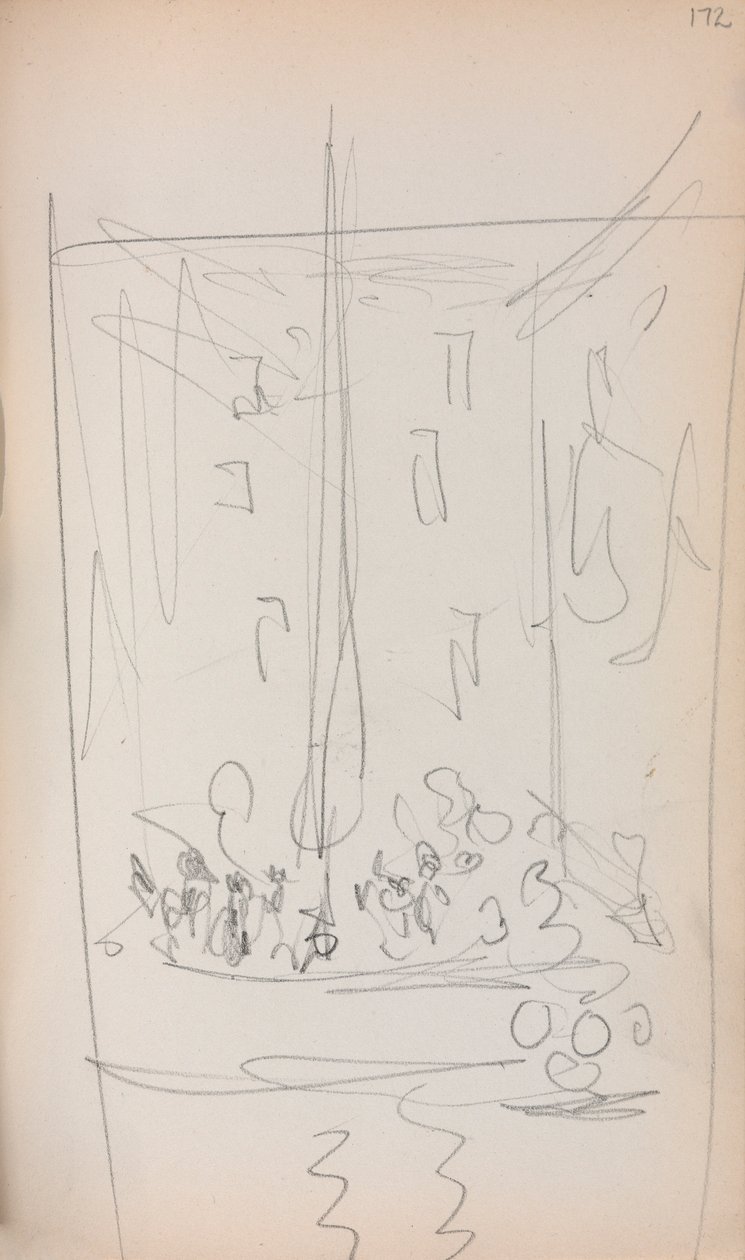 Italiensk skissbok: Båt med figurer sida 172, 1898-1899. av Maurice Brazil Prendergast