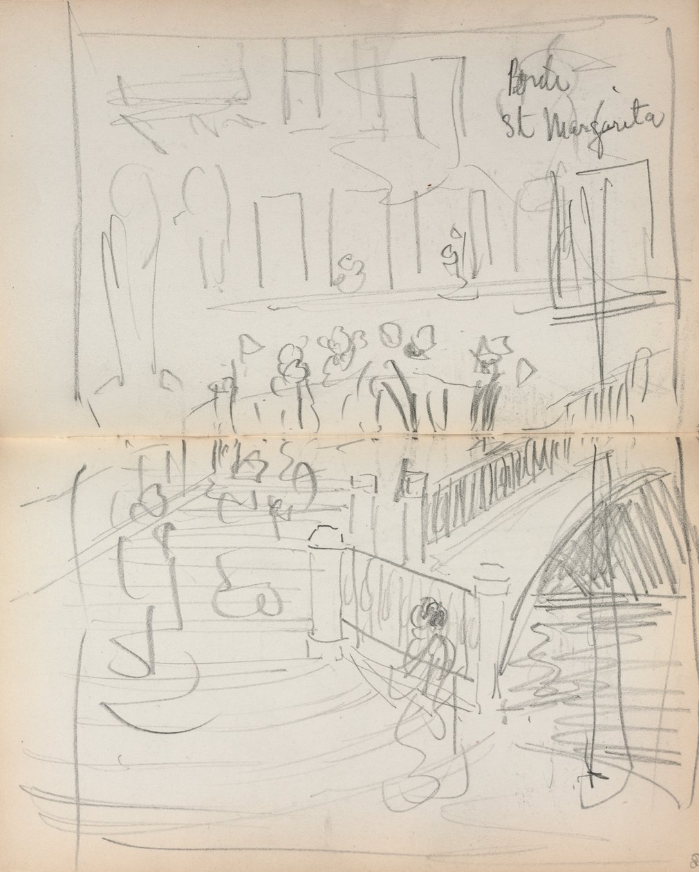 Italiensk skissbok: Bridge St. Margarita sid 67 & 68, 1898-1899. av Maurice Brazil Prendergast