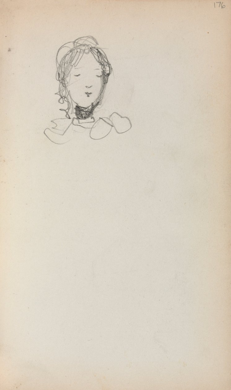 Italiensk skissbok: Head of a Girl sida 176, 1898-1899. av Maurice Brazil Prendergast