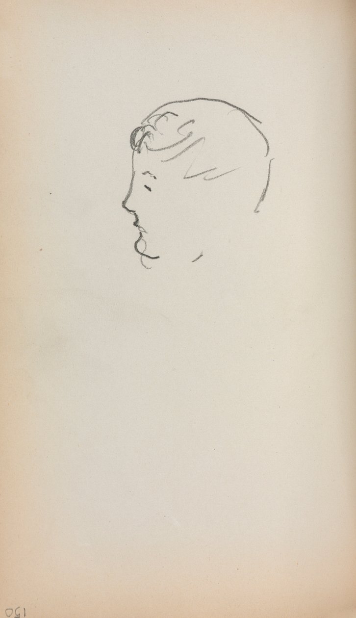 Italiensk skissbok: Head of a Man in Profile sida 150, 1898-1899. av Maurice Brazil Prendergast