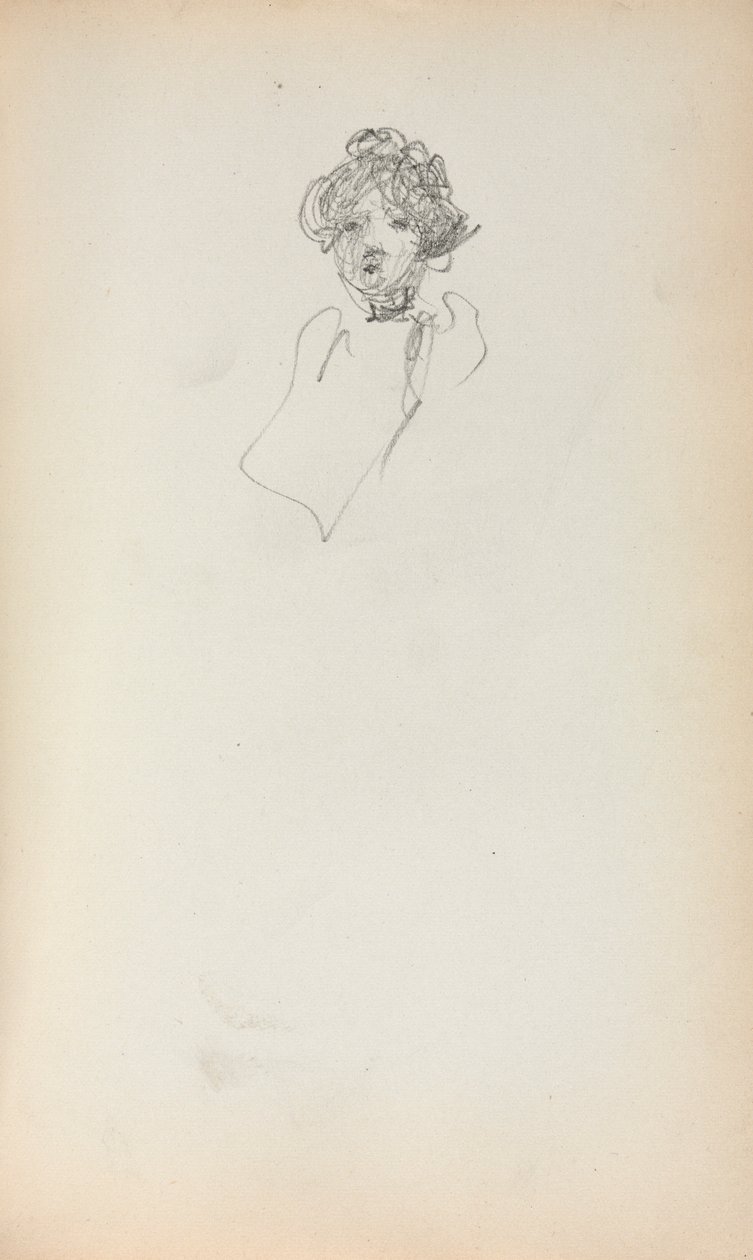 Italiensk skissbok: En kvinnas huvud sida 215, 1898-1899. av Maurice Brazil Prendergast
