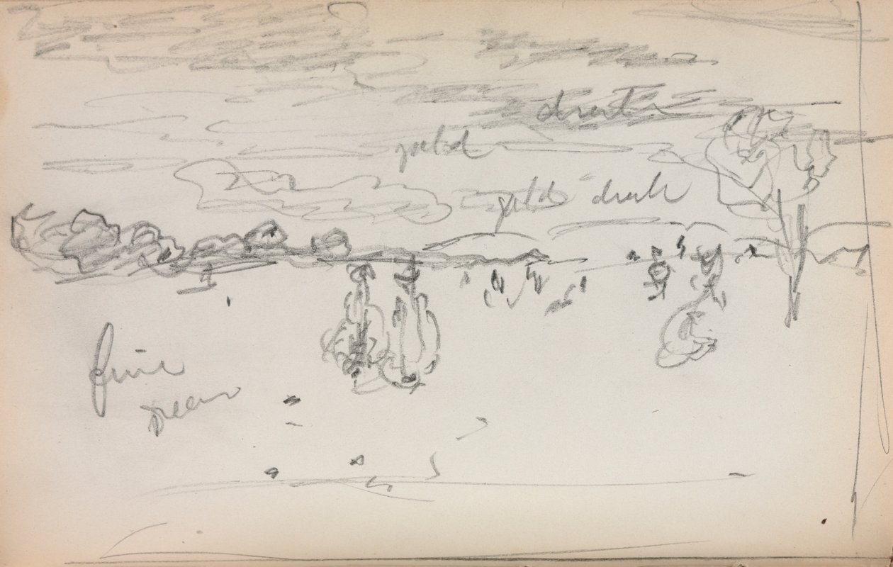 Italiensk skissbok: Landskap sida 57, 1898-1899. av Maurice Brazil Prendergast