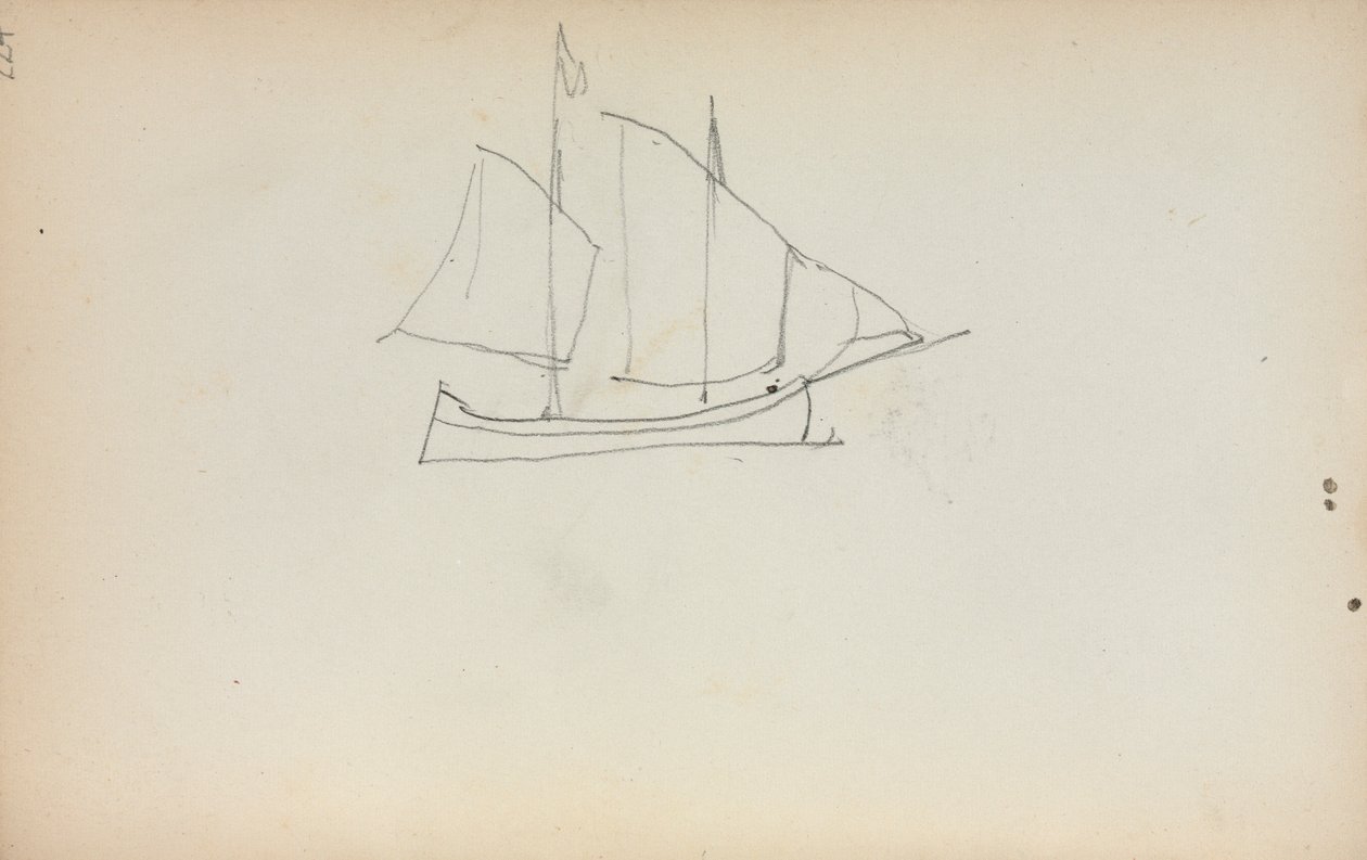 Italiensk skissbok: Segelbåt sida 224, 1898-1899. av Maurice Brazil Prendergast