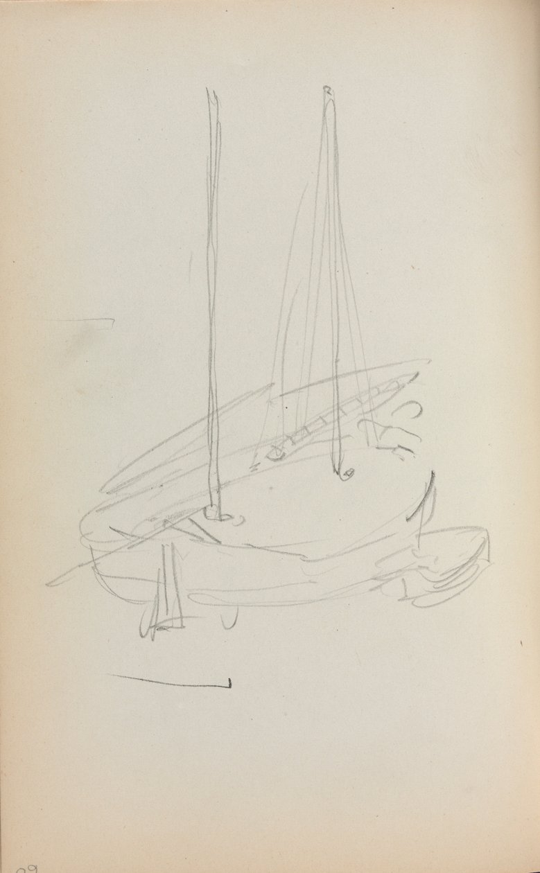 Italiensk skissbok: Segelbåt sida 60, 1898-1899. av Maurice Brazil Prendergast