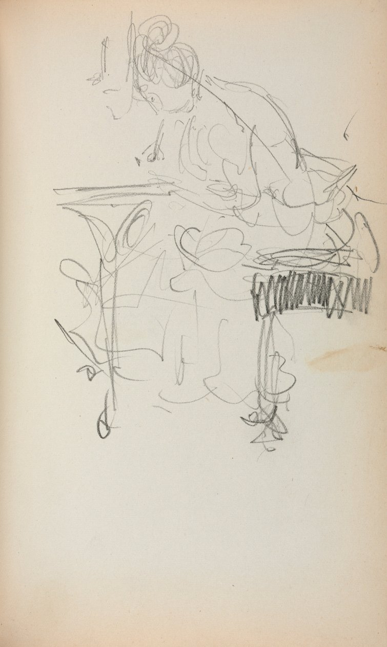 Italiensk skissbok: Sittande kvinnasömnad sida 153, 1898-1899. av Maurice Brazil Prendergast
