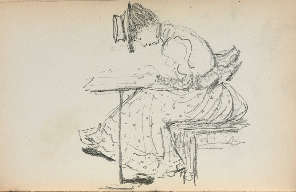 Italiensk skissbok: Sittande kvinna sida 107, 1898-1899. av Maurice Brazil Prendergast