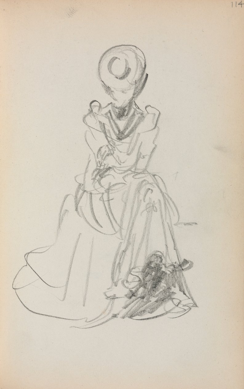 Italiensk skissbok: Sittande kvinna sida 114, 1898-1899. av Maurice Brazil Prendergast