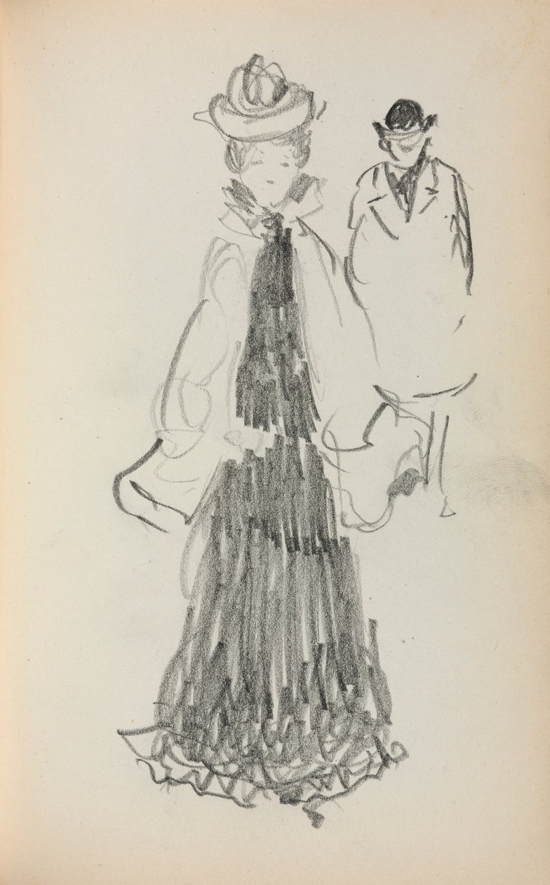 Italiensk skissbok: Stående kvinna och man sida 125, 1898-1899. av Maurice Brazil Prendergast