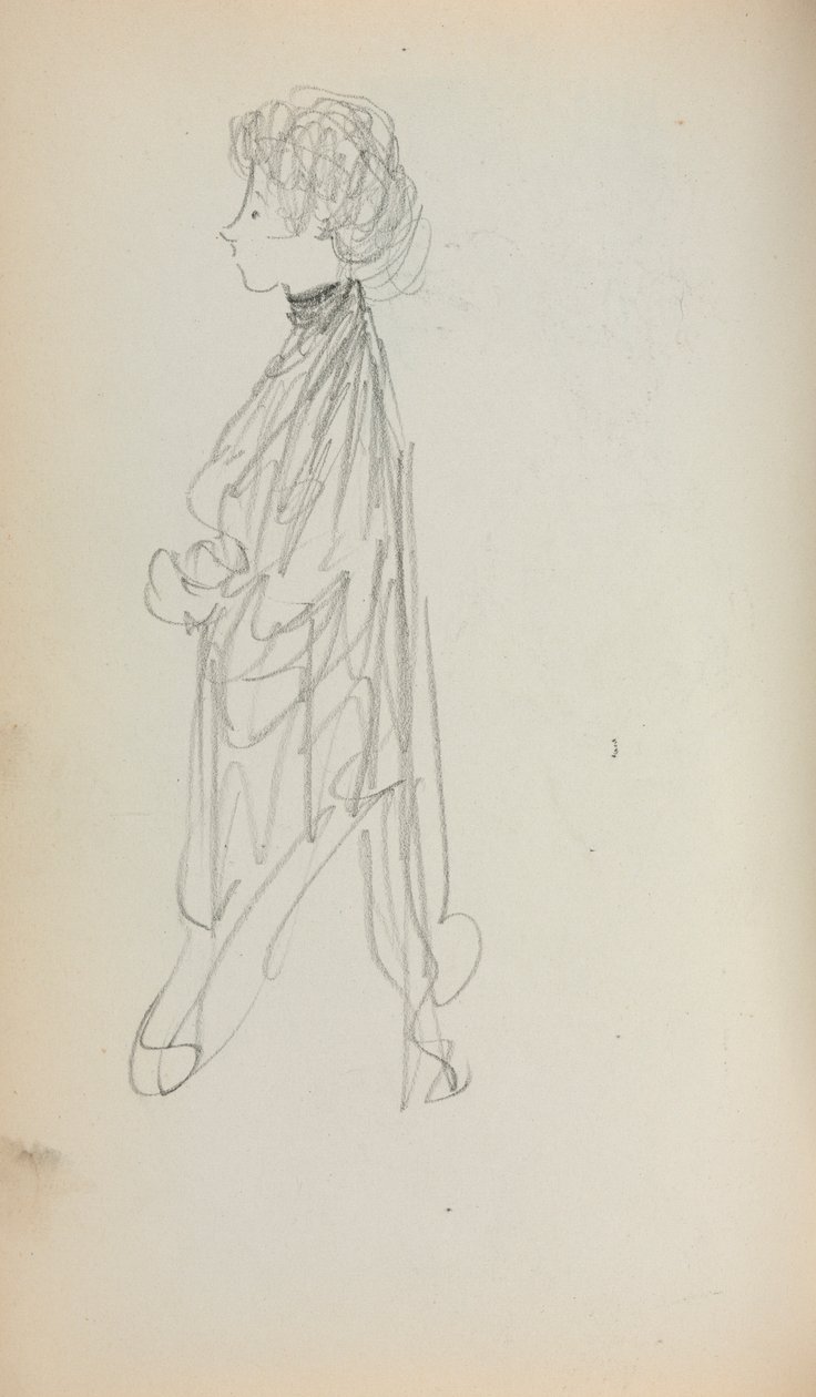 Italiensk skissbok: Stående kvinna i profil sida 51, 1898-1899. av Maurice Brazil Prendergast