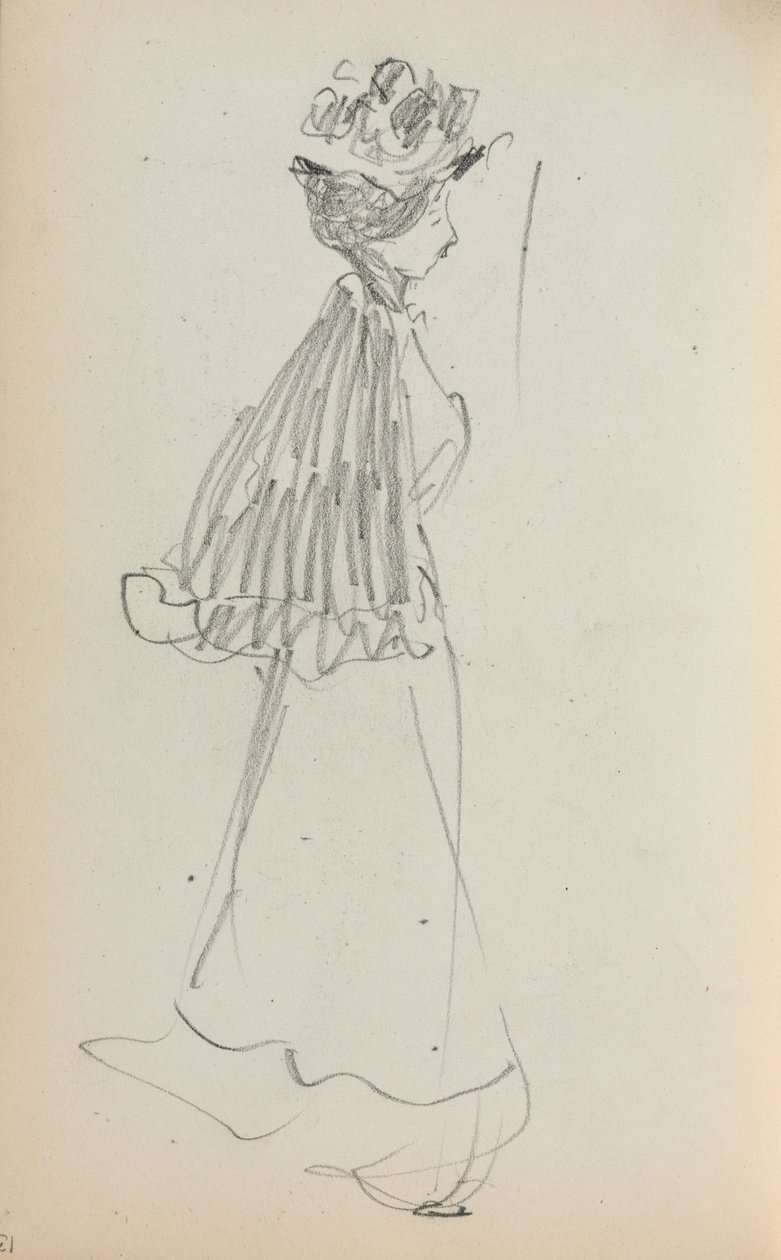 Italiensk skissbok: Stående kvinna på profilsida 130, 1898-1899. av Maurice Brazil Prendergast