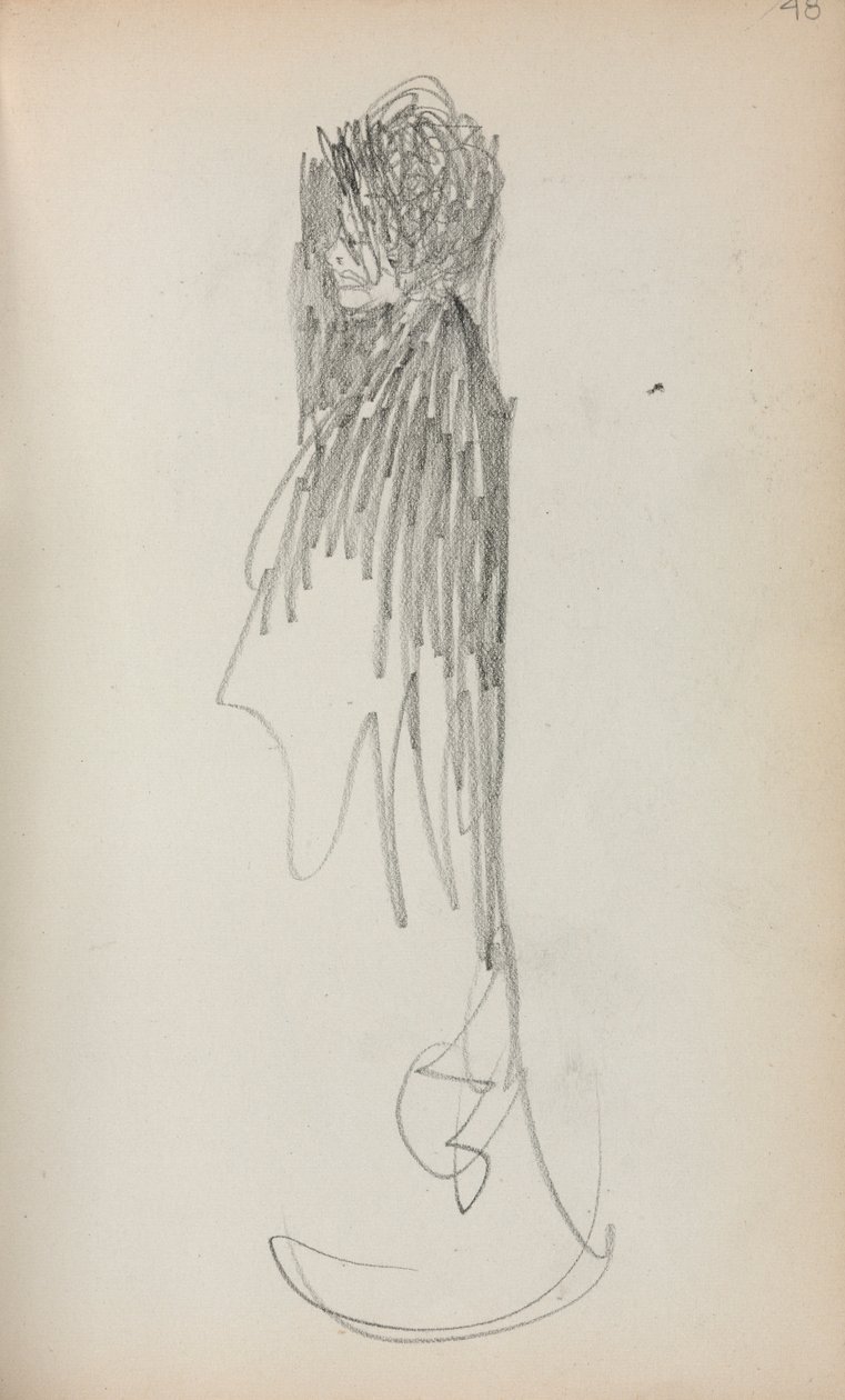 Italiensk skissbok: Stående kvinna på profilsida 48, 1898-1899. av Maurice Brazil Prendergast