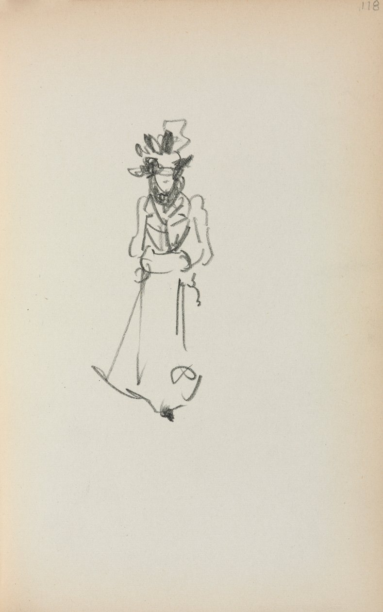Italiensk skissbok: Stående kvinna sida 118, 1898-1899. av Maurice Brazil Prendergast