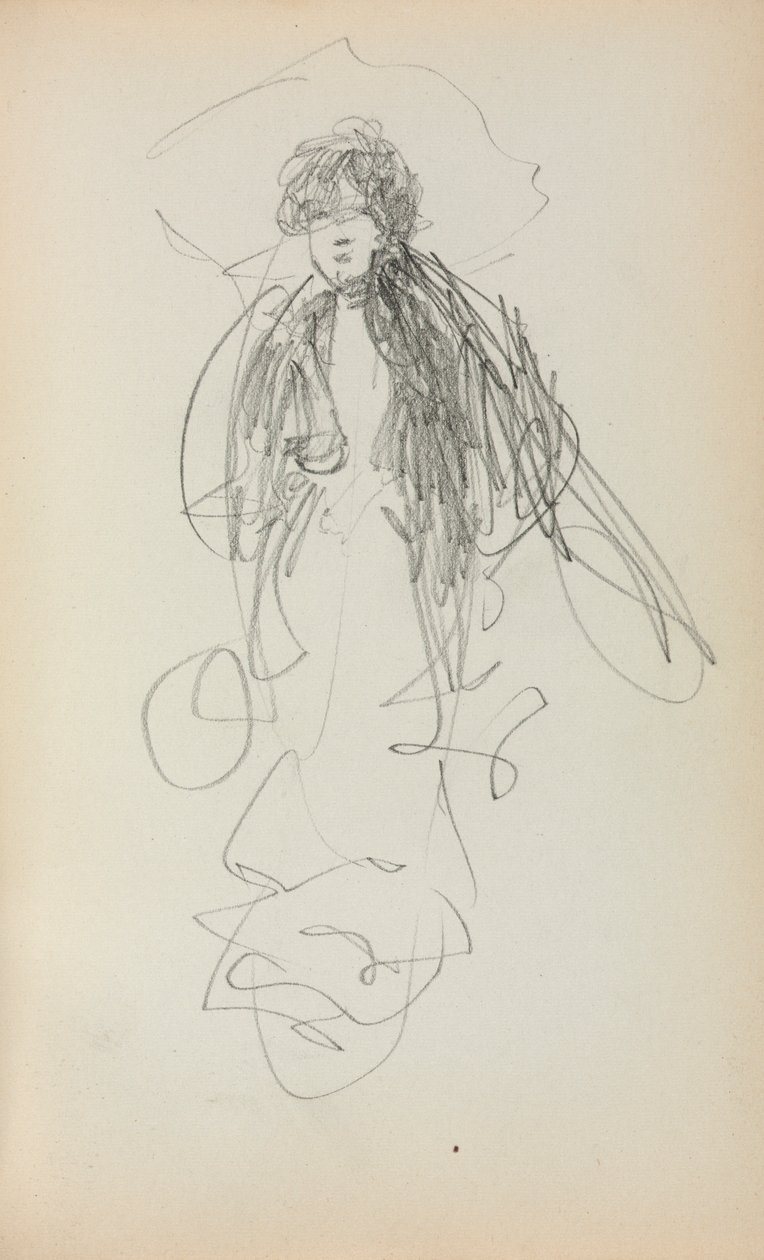 Italiensk skissbok: Stående kvinna sida 219, 1898-1899. av Maurice Brazil Prendergast