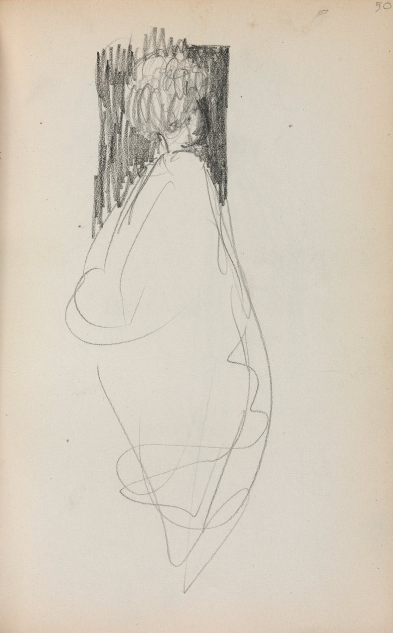 Italiensk skissbok: Stående kvinna sida 50, 1898-1899. av Maurice Brazil Prendergast