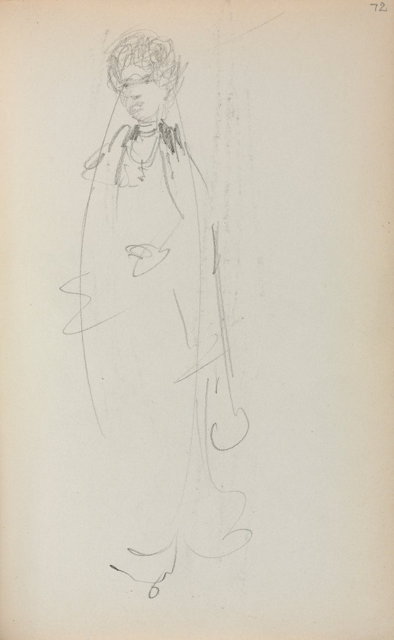 Italiensk skissbok: Stående kvinna sida 72, 1898-1899. av Maurice Brazil Prendergast