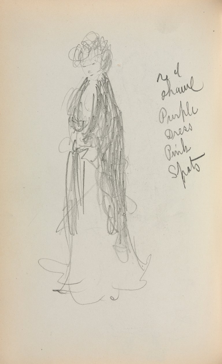 Italiensk skissbok: Stående kvinna med sjal sida 53, 1898-1899. av Maurice Brazil Prendergast