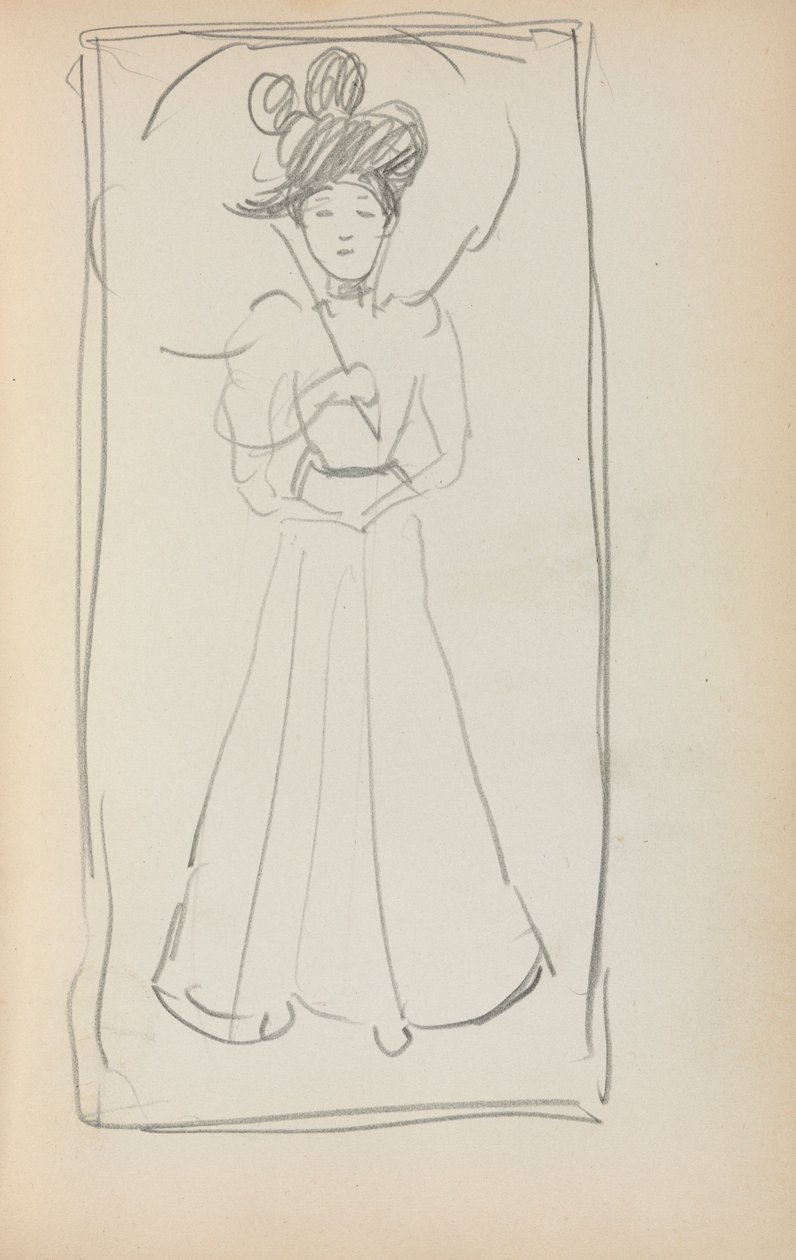 Italiensk skissbok: Stående kvinna med parasoll sida 233, 1898-1899. av Maurice Brazil Prendergast