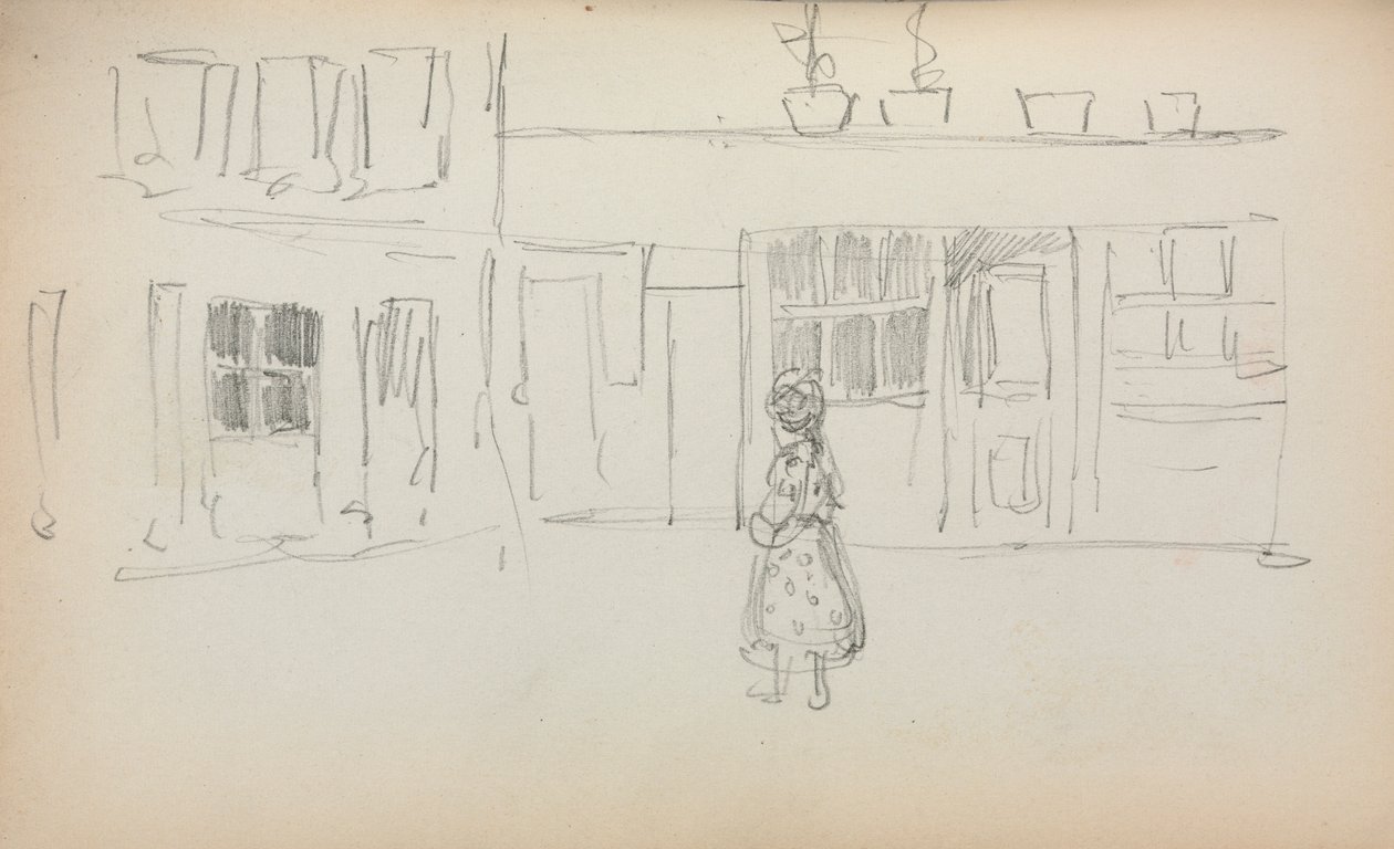 Italian Sketchbook: Street Scene with a Girl sida 159, 1898-1899. av Maurice Brazil Prendergast