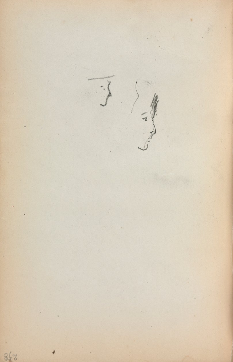 Italiensk skissbok: Två profiler sida 258, 1898-1899. av Maurice Brazil Prendergast