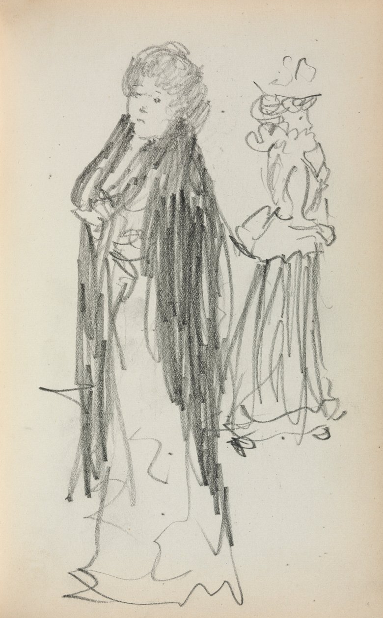 Italiensk skissbok: Två stående kvinnor sida 129, 1898-1899. av Maurice Brazil Prendergast