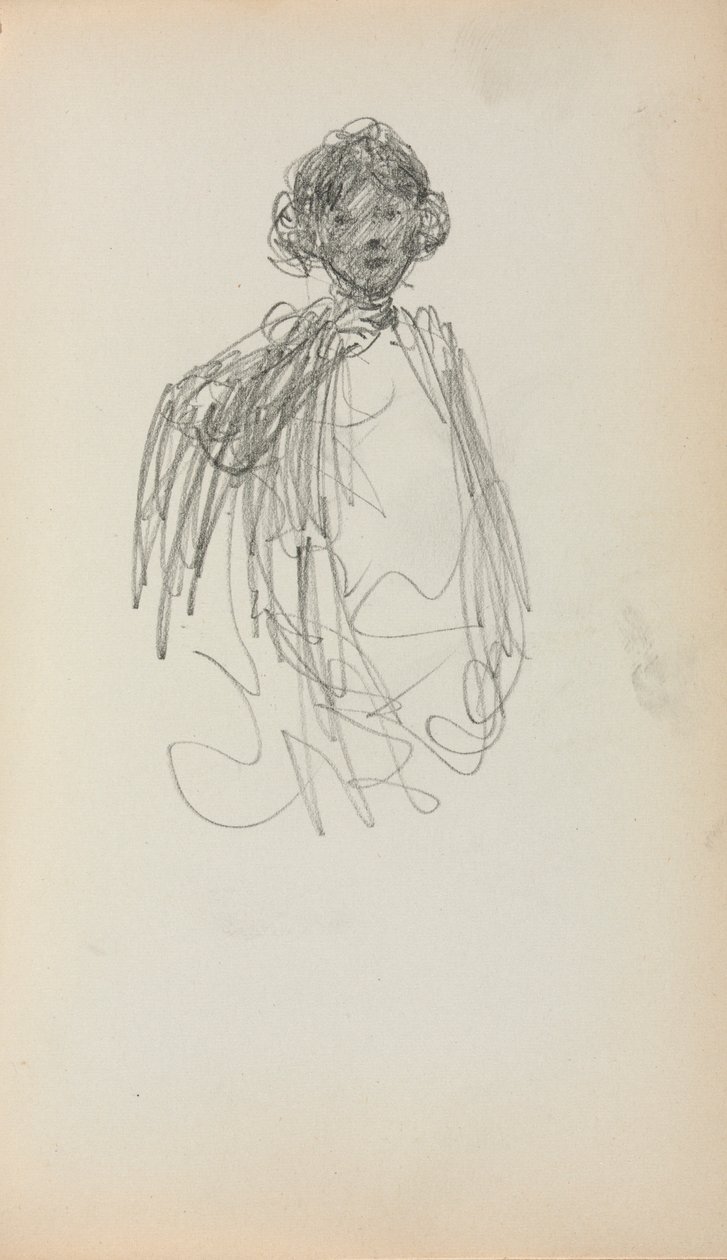 Italiensk skissbok: Kvinna, midjelängd sida 217, 1898-1899. av Maurice Brazil Prendergast