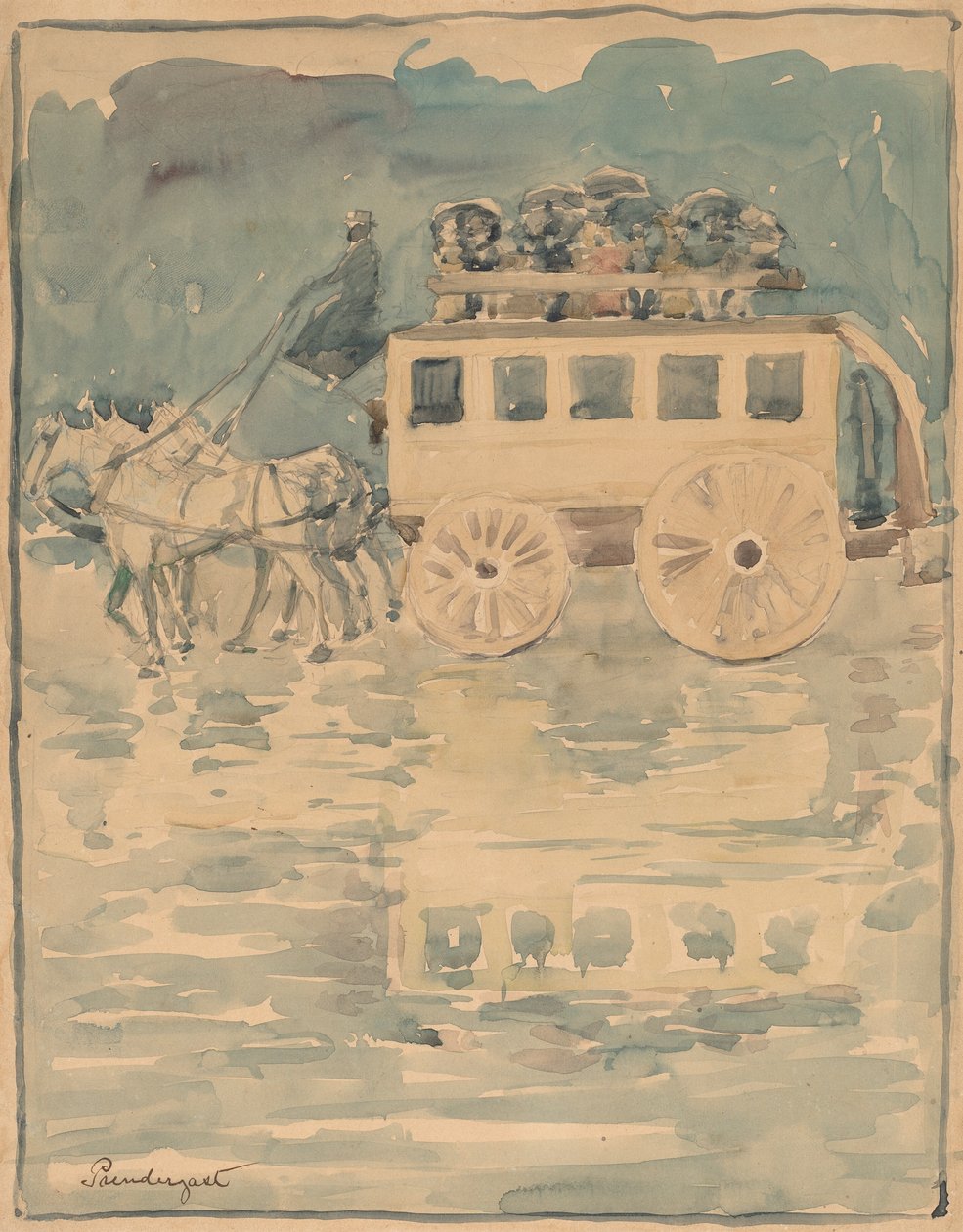 Parisisk omnibus, 18931894. av Maurice Brazil Prendergast