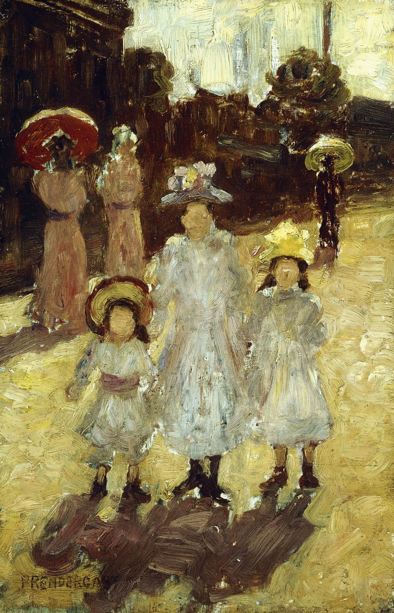 Söndag morgon i Paris, ca 1892-1894 av Maurice Brazil Prendergast