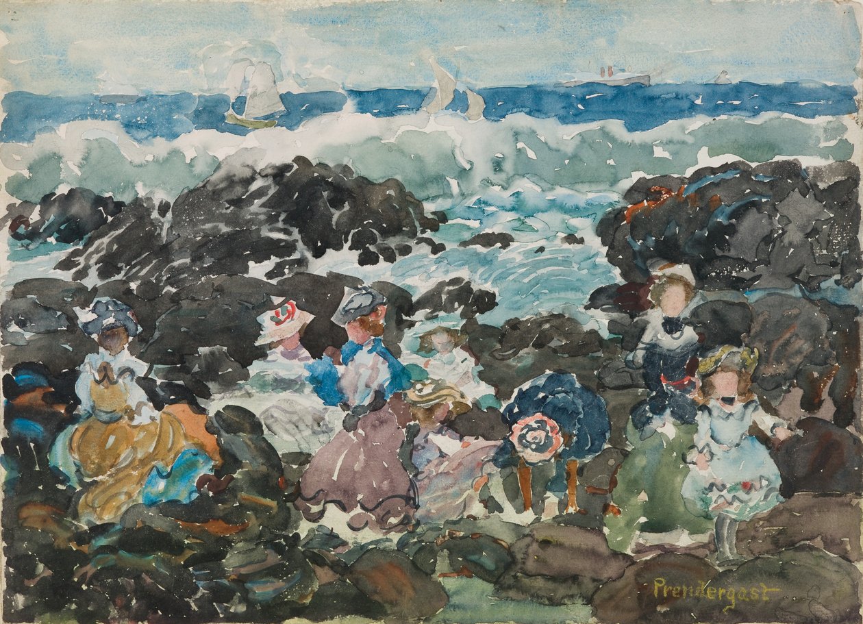Surf, Cohasset, ca 1900-5 (akvarell och grafit) av Maurice Brazil Prendergast