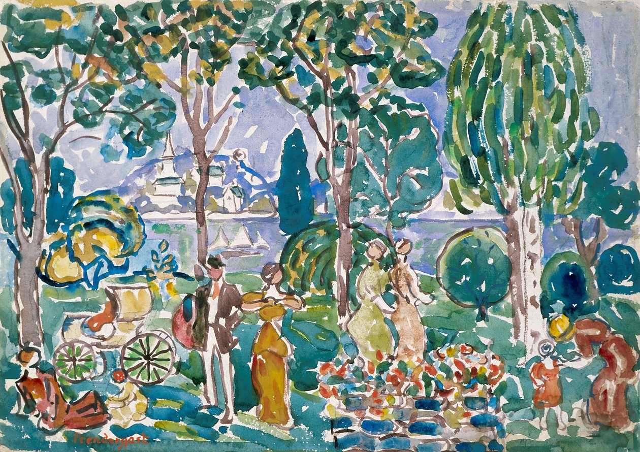 The Park, Salem (akvarell över penna på papper) av Maurice Brazil Prendergast