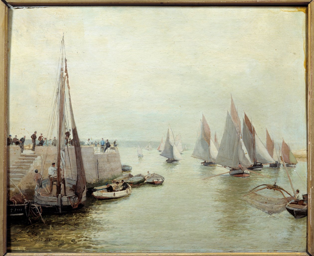 Fiskets återkomst 1880. Målning av Courant Maurice (1847-1925) av Maurice Courant