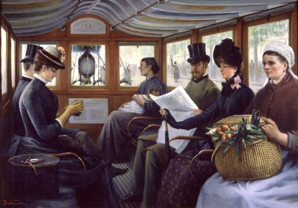 passagerare i en buss i Paris av Maurice Delondre