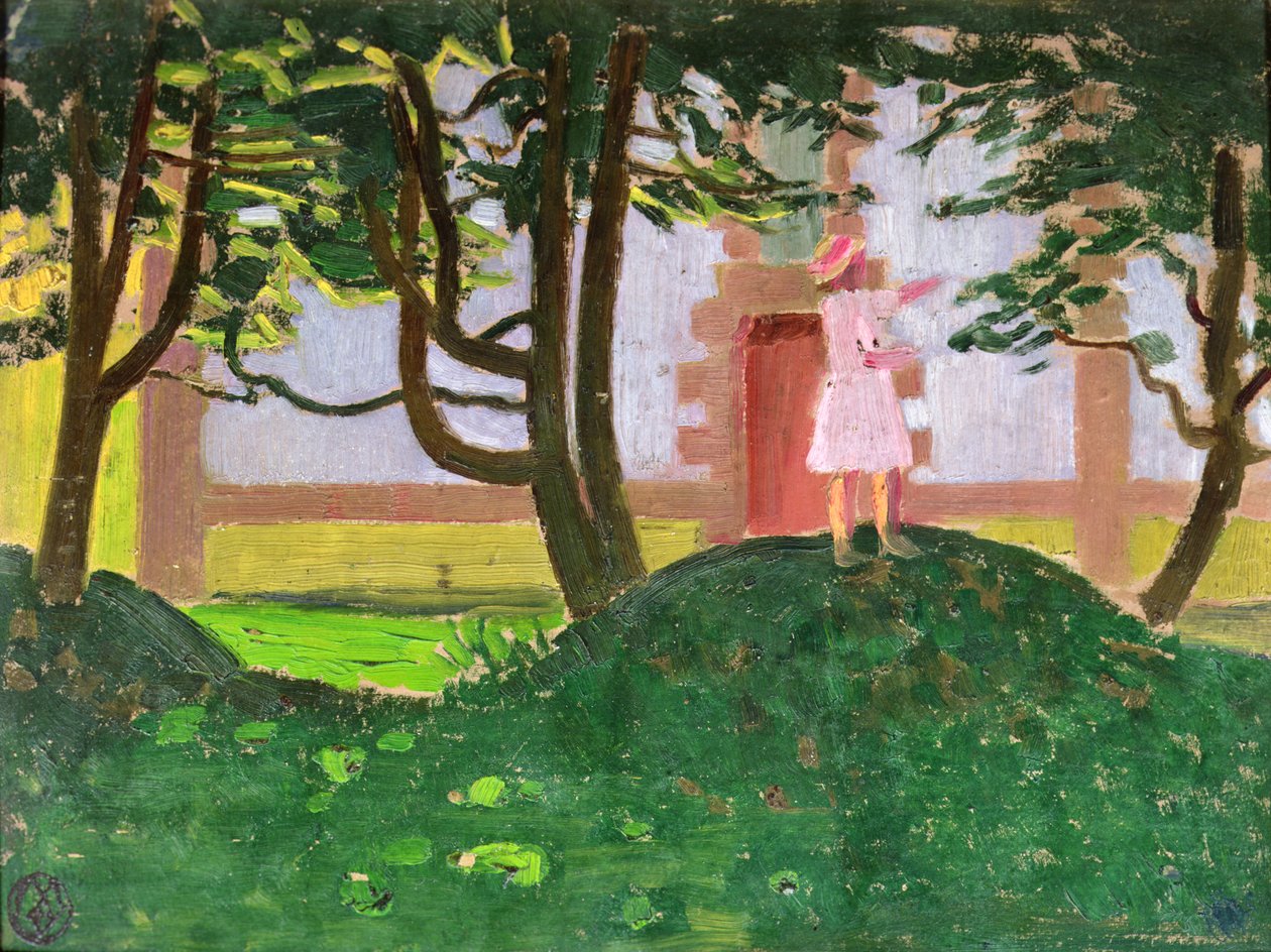 En hög med löv framför kapellet av Maurice Denis