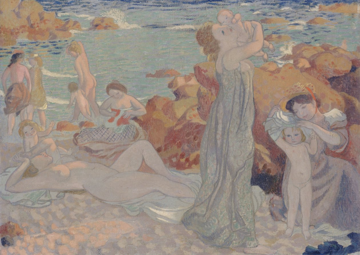 Badgäster, Pouldu-stranden, 1899. av Maurice Denis