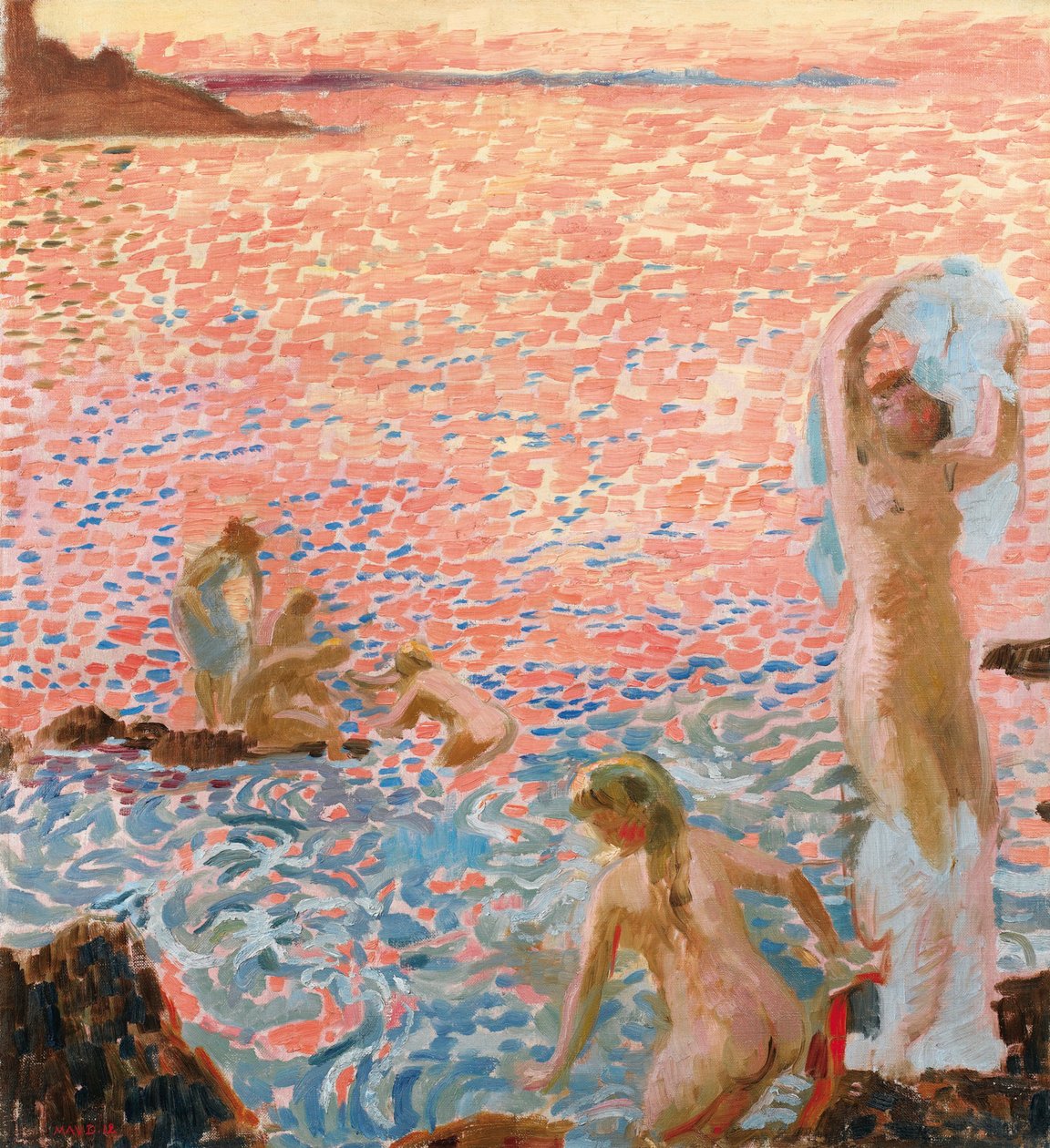 Badande i skymningen Badar i skymningen, 1912. av Maurice Denis