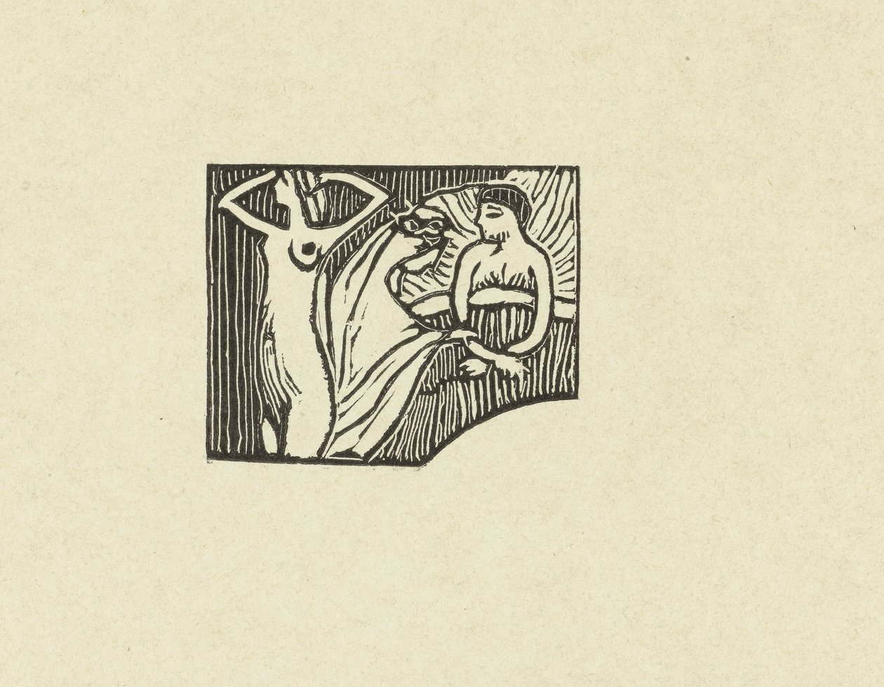 Illustration vid gedicht ut paketet Sagesse van Paul Verlaine Prov av graverat trä för visdom The Trial (serietitel) av Maurice Denis