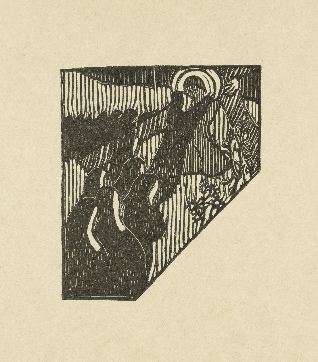 Illustration som visar Kristus och nunnor som bär korset med en dikt i diktsamlingen Sagesse av Paul Verlaine Deux nouveau bois pour Sagess de Paul Verlaine L