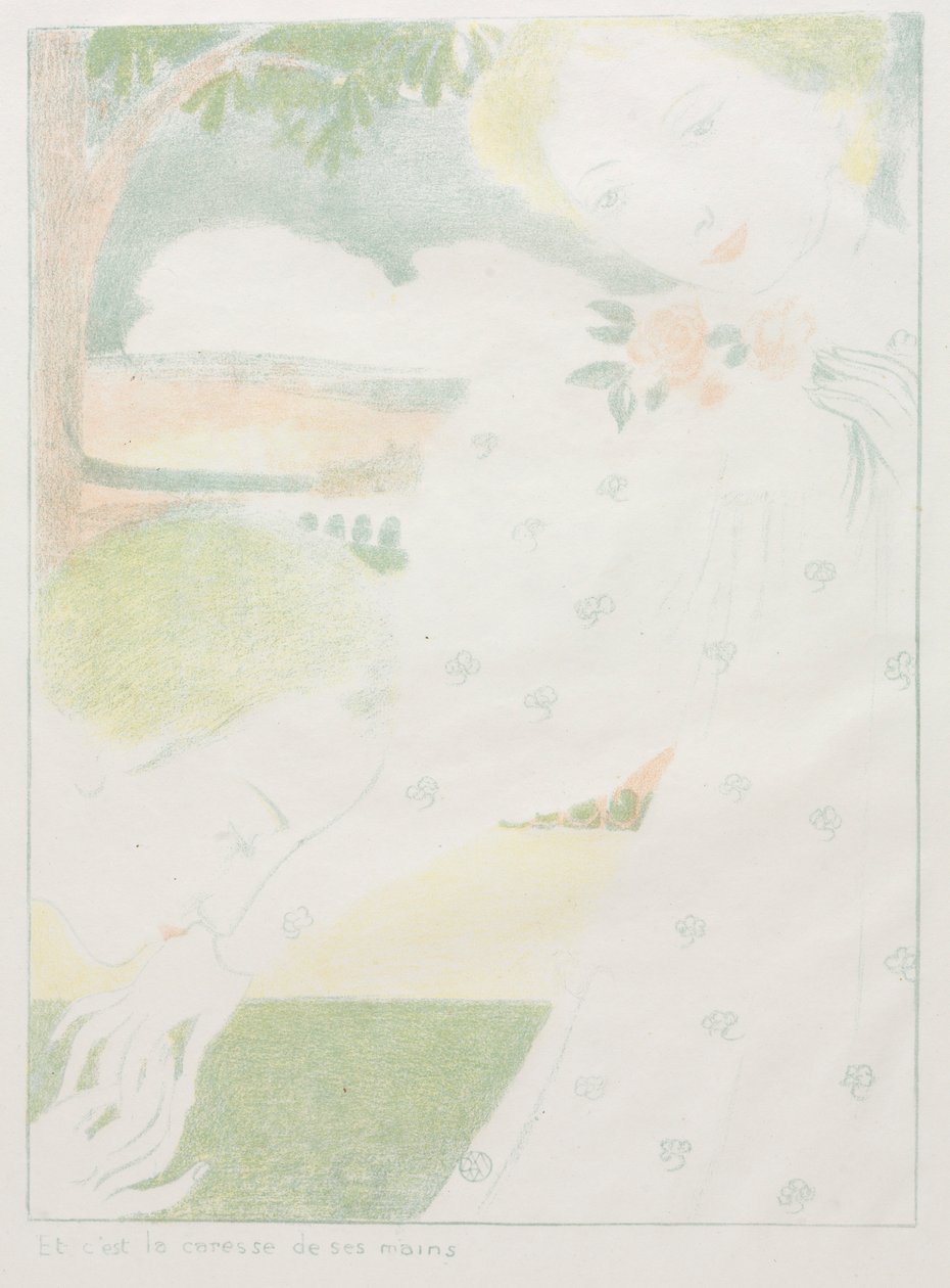 Kärlek: Pl. 8, Och det är handens smekning Amour: Pl. 8, Et cest la caresse de ses mains, 1898 av Maurice Denis