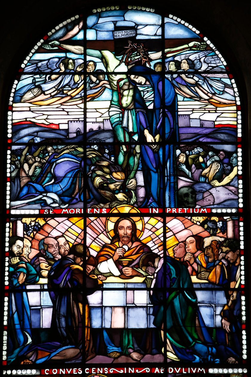 Maurice Denis museum, Saint Germain en Laye, Frankrike, Saint Louis kapell (1919-1930) (målat glas) av Maurice Denis
