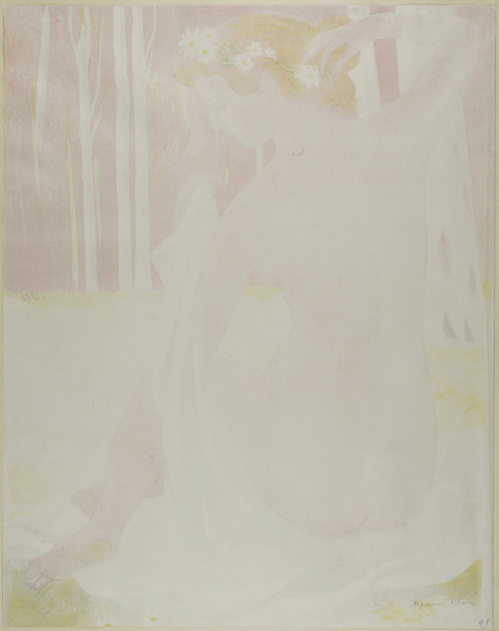 Nymf krönt med tusenskönor av Maurice Denis