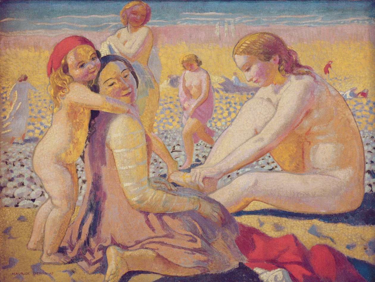 På stranden med en röd hatt av Maurice Denis