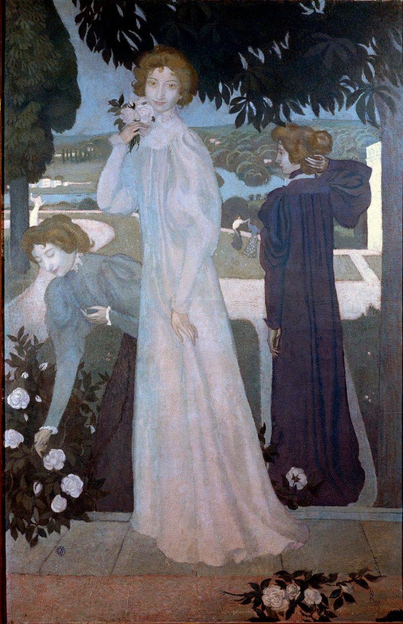 Porträtt av Yvonne Lerolle i tre aspekter av Maurice Denis