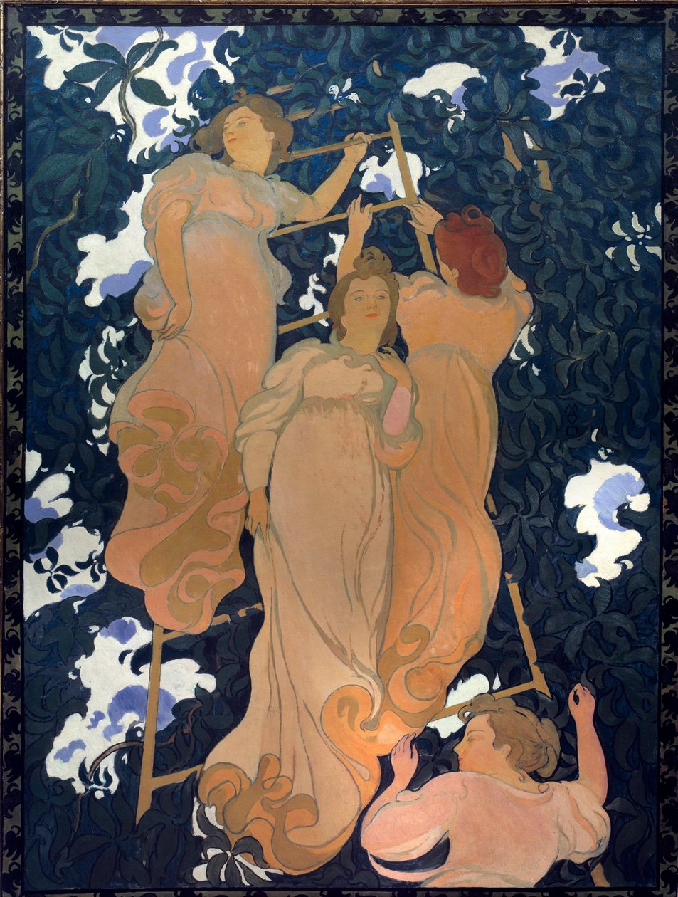 Skalan i lövverk Canvas limmad på kartong för tak av Maurice Denis