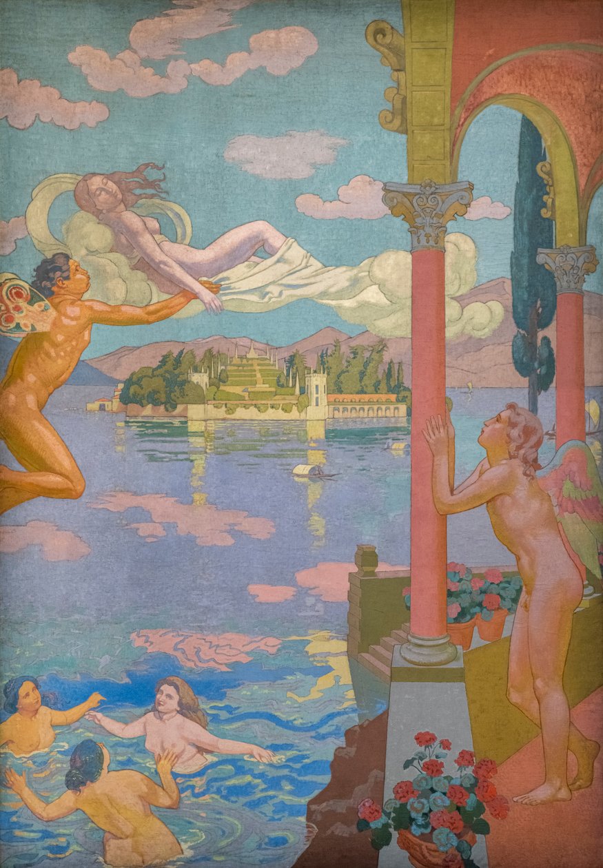 The Story of Psyche, Panel II. Zephyr transporterar Psyche till ön av glädje av Maurice Denis