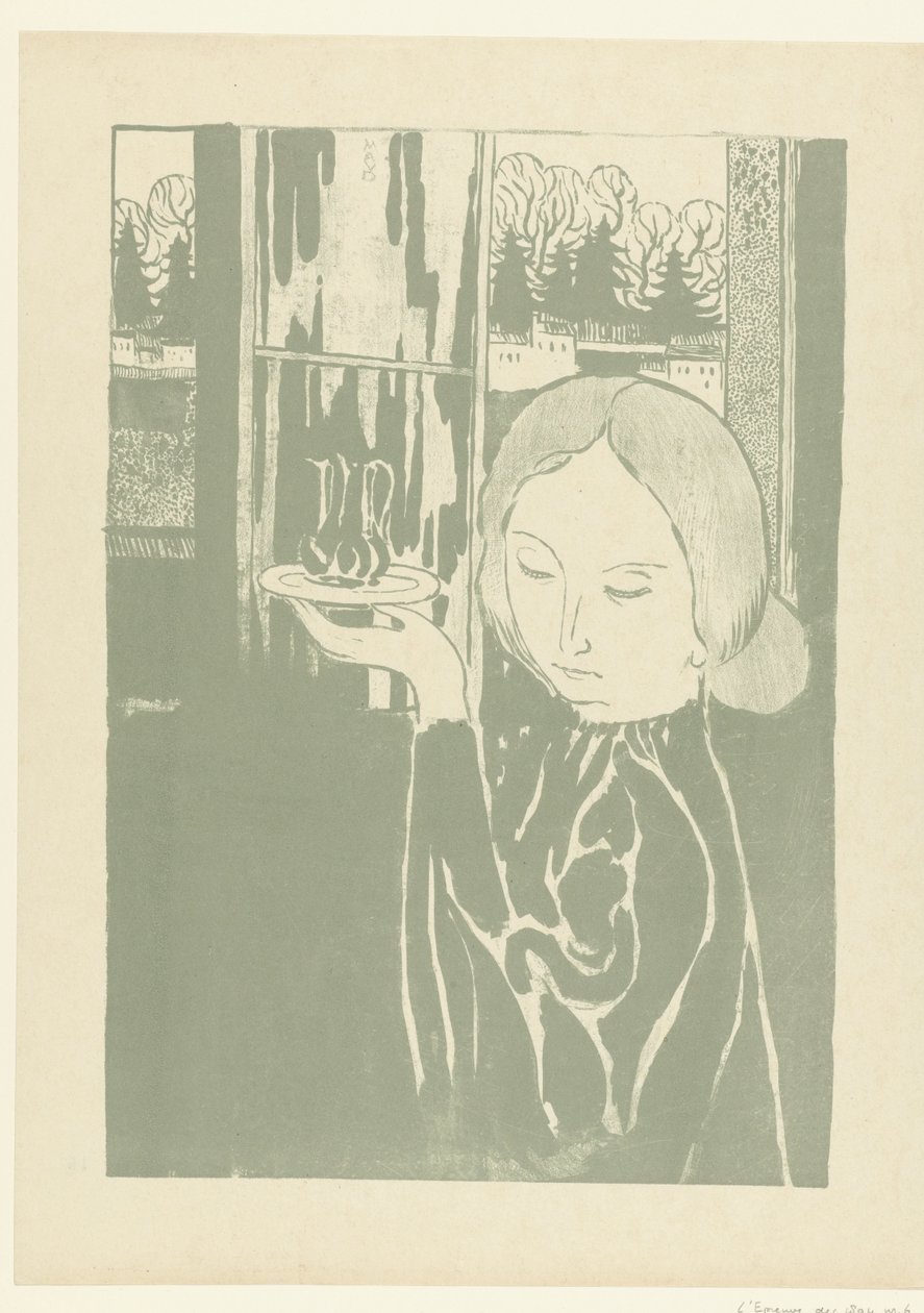 Vrouw met waterkan op dienblad Kvinnan med ewer The Trial (serietitel) av Maurice Denis