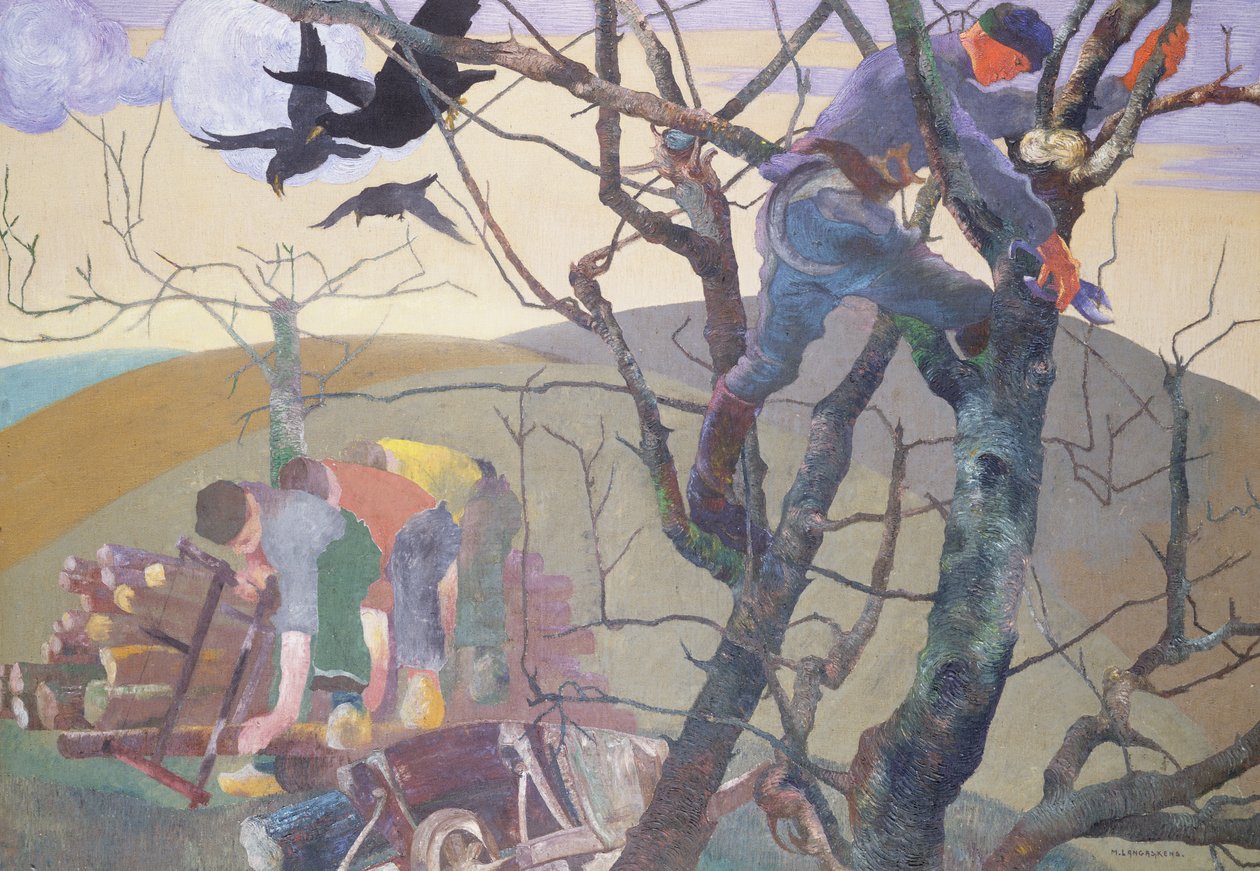 The Wood Gatherers (olja på duk) av Maurice Langaskens