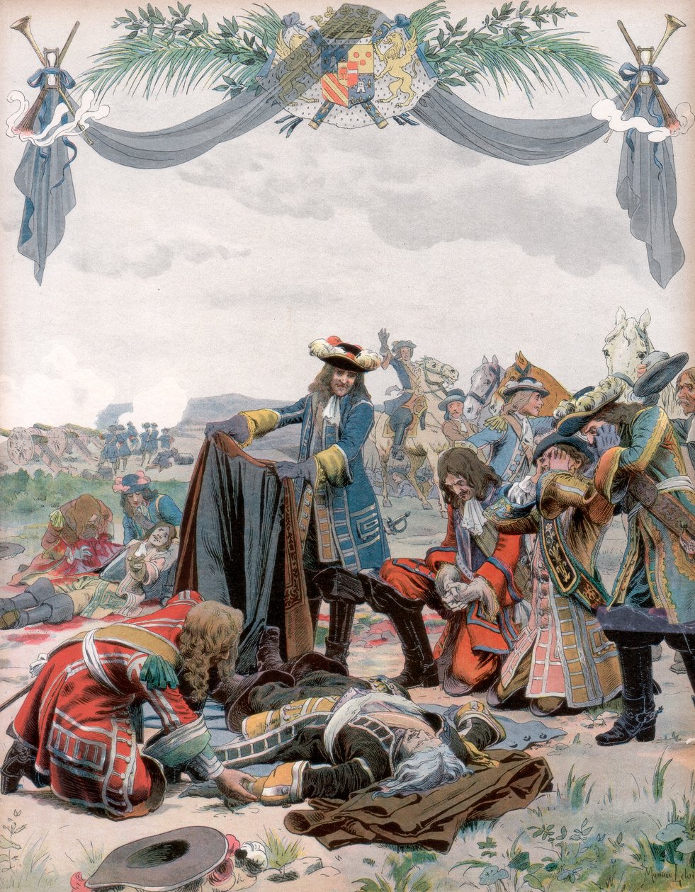 Henris död, Vicomte de Turenne, fransk soldat, 1675 c1871-1940 av Maurice Leloir