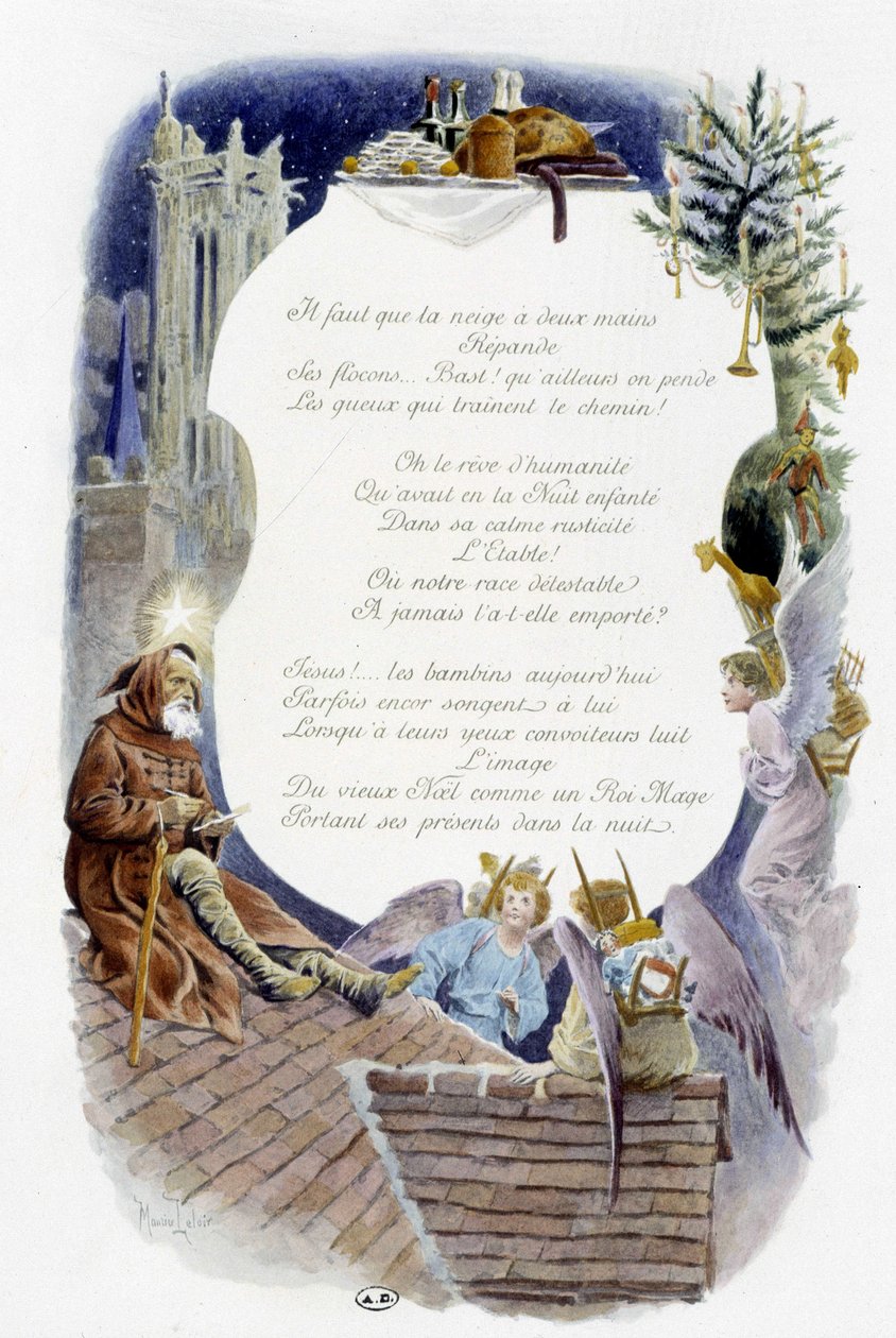 December "" Månadens sång"" av Jérôme Doucet, illustration - Maurice Leloir, red. Reims 1904. L. Michaud av Maurice Leloir