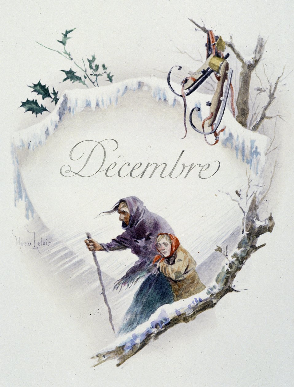 December "" Månadens sång"" av Jérôme Doucet, illustration - Maurice Leloir, red. Reims 1904. L. Michaud av Maurice Leloir